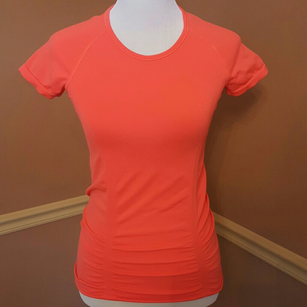 ATHLETA Coral Work Out Pullover Ruched Top XS EUC
