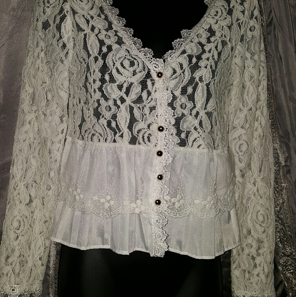 Women lace crochet floral blouse