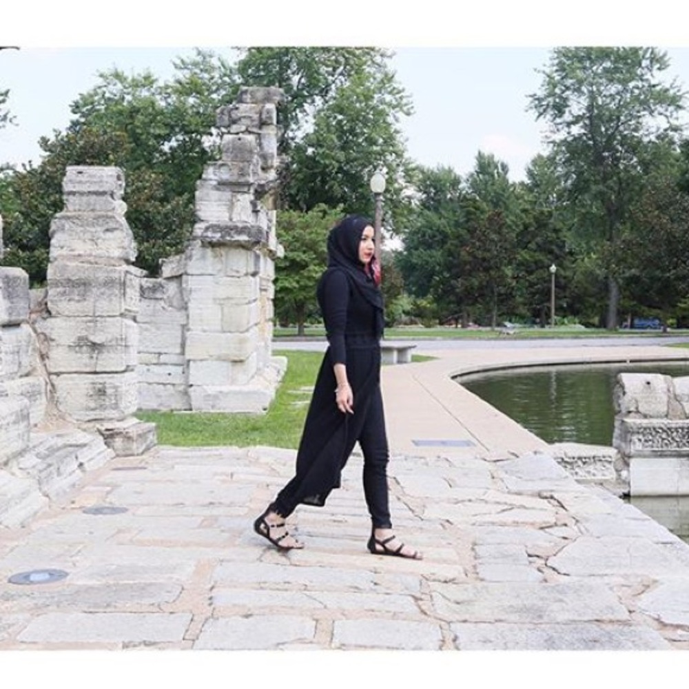 Maxi black vest with crochet/lace waist detail