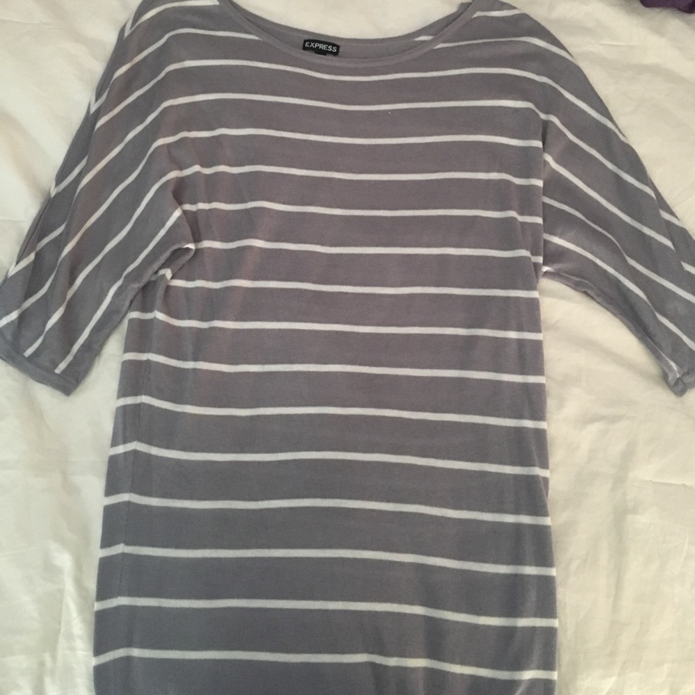 Gray and white striped sweater