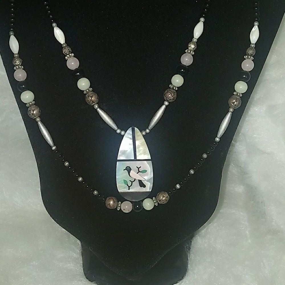Vintage Semi-Precious Stone Double Layer Necklace