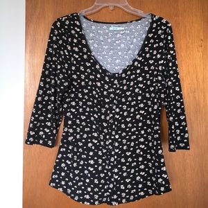 🌼L black floral top