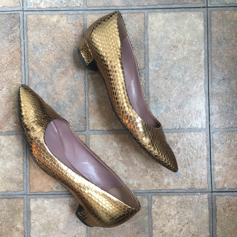 Miu Miu gold snakeskin flats size 36 1/2 36.5