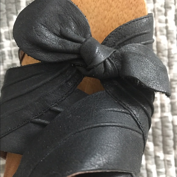 Anthropologie black leather wooden shoes. - Picture 2 of 6