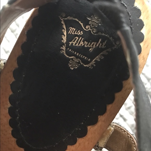 Anthropologie black leather wooden shoes. - Picture 4 of 6