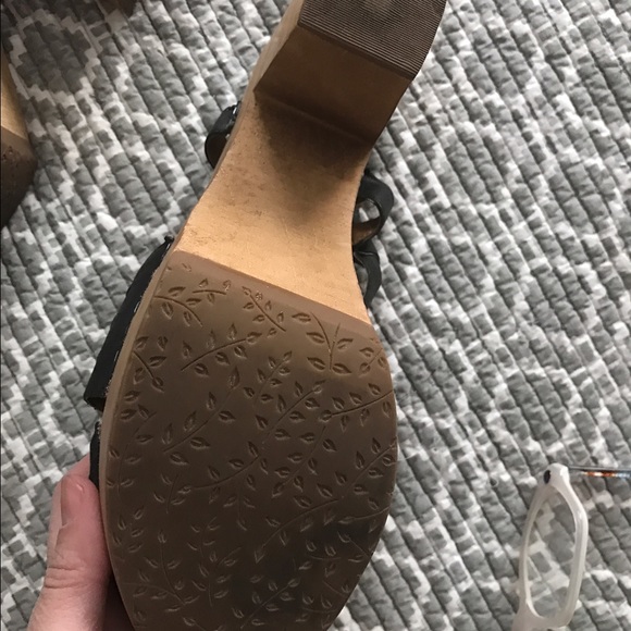 Anthropologie black leather wooden shoes. - Picture 5 of 6