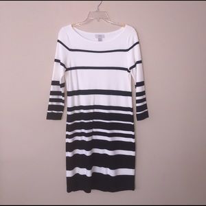 Loft Quarter Sleeve Striped Sweater Dress