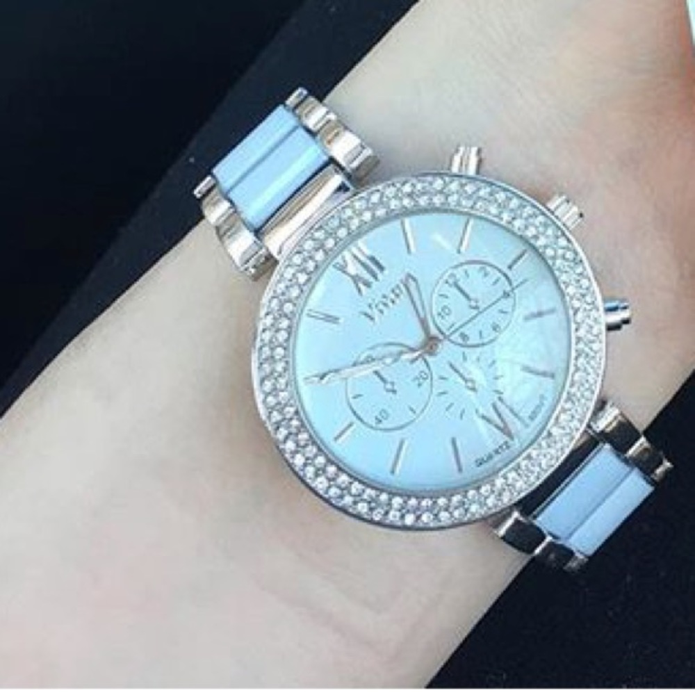White and silver watch