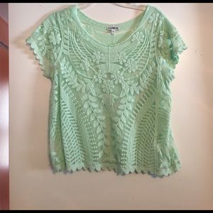 Mint green lace express top