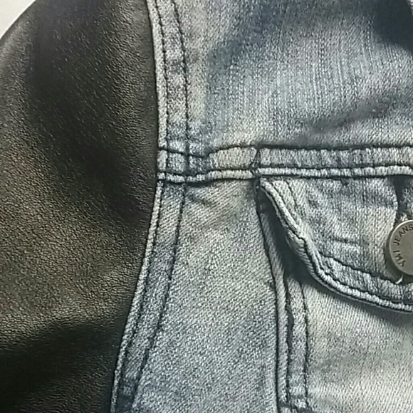 Leather Sleeved Jean Jacket - Picture 3 of 4