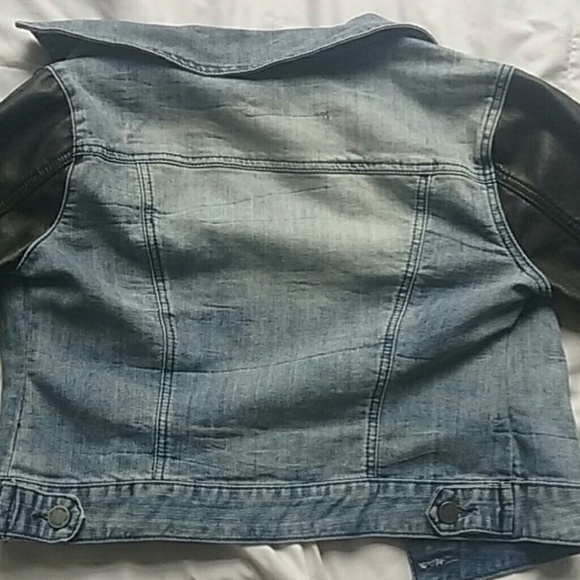 Leather Sleeved Jean Jacket - Picture 4 of 4