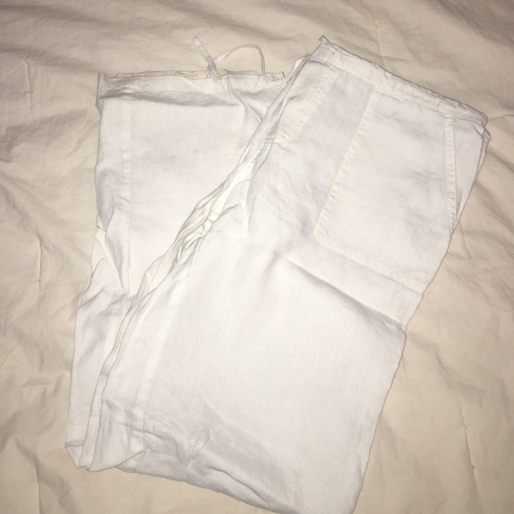 White linen pants