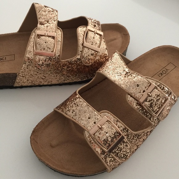 1 LEFT! Gold Birkenstock Style Sandals - Picture 5 of 7