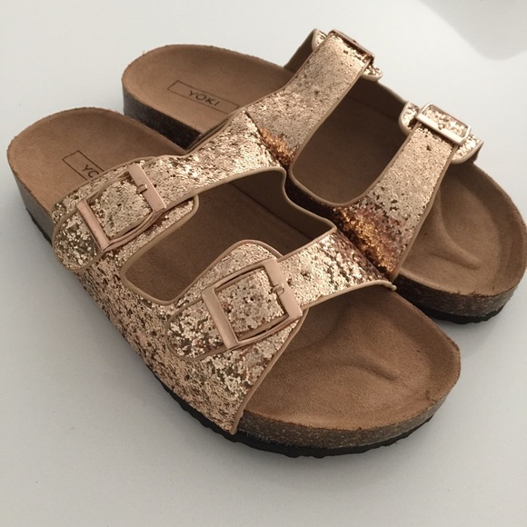 1 LEFT! Gold Birkenstock Style Sandals - Picture 6 of 7