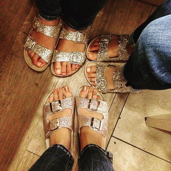 1 LEFT! Gold Birkenstock Style Sandals - Picture 2 of 7