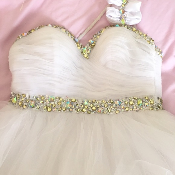 White Cocktail Prom Dress - Picture 2 of 7