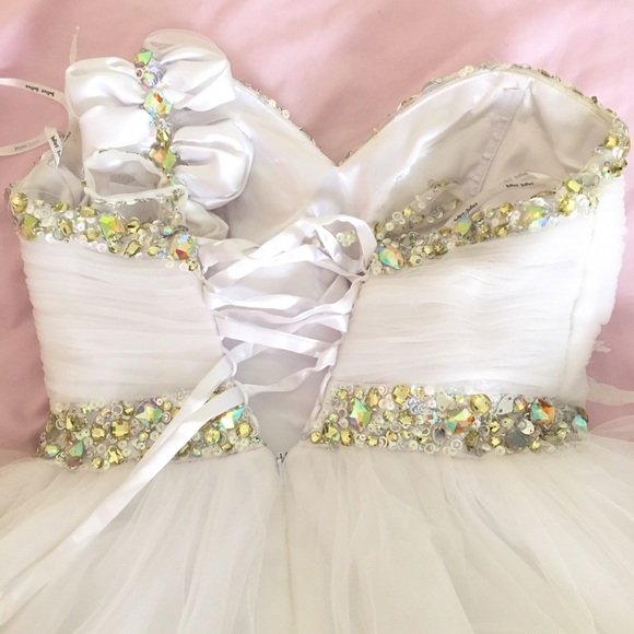 White Cocktail Prom Dress - Picture 3 of 7