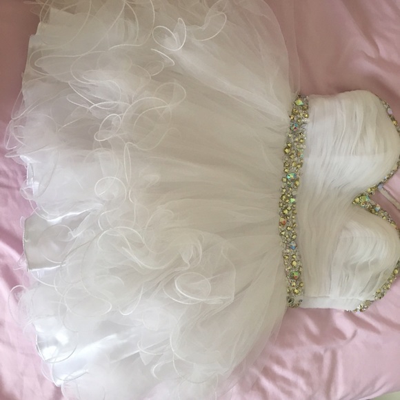 White Cocktail Prom Dress - Picture 5 of 7