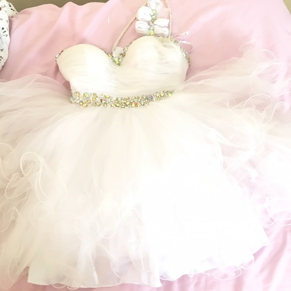 White Cocktail Prom Dress - Picture 7 of 7