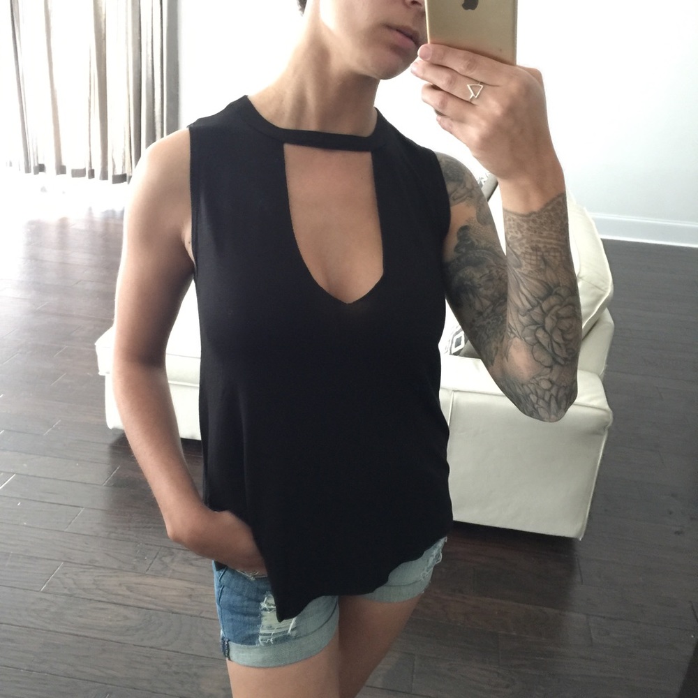 1 LEFT! Black Choker Tank - Picture 2 of 4