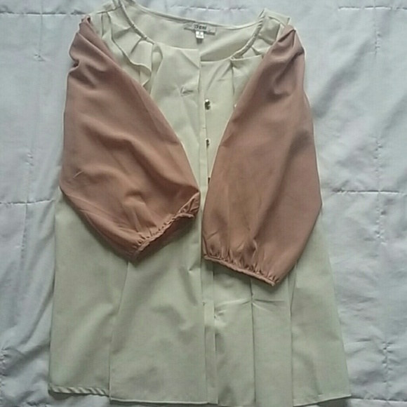 Dusty Rose and Cream Baby Doll Blouse - Picture 1 of 4