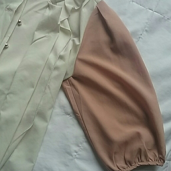 Dusty Rose and Cream Baby Doll Blouse - Picture 2 of 4