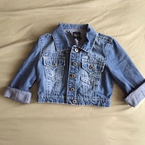 Cropped Denim Quarter-Sleeve Jacket