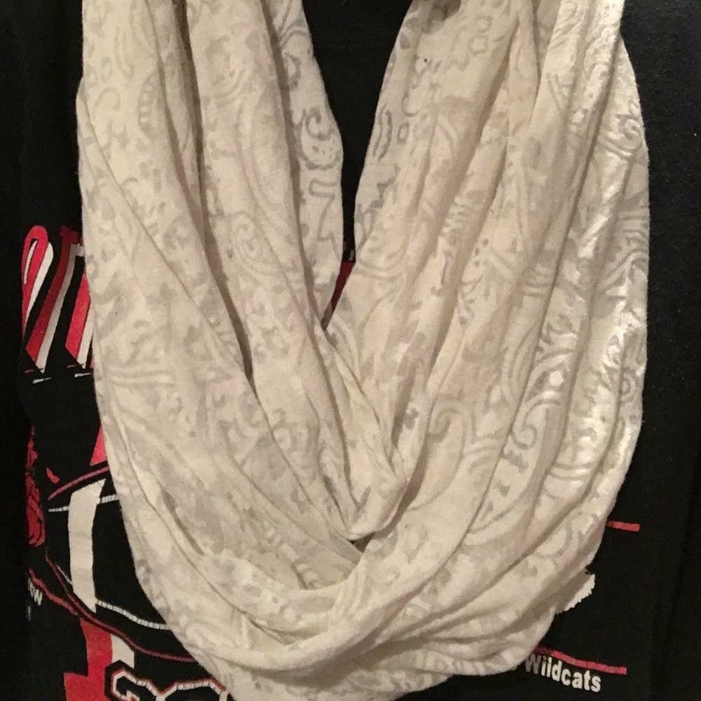 White Printed Infinity Scarf