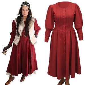 Red victorian steampunk dress costume