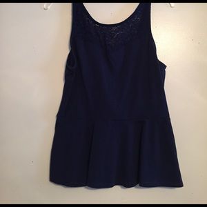Navy express peplum w/lace