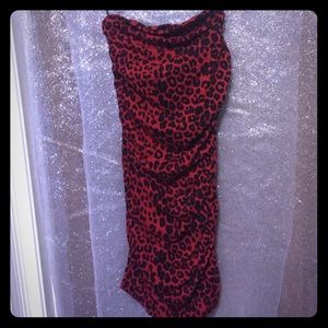 Express Leopard Print Strapless Dress