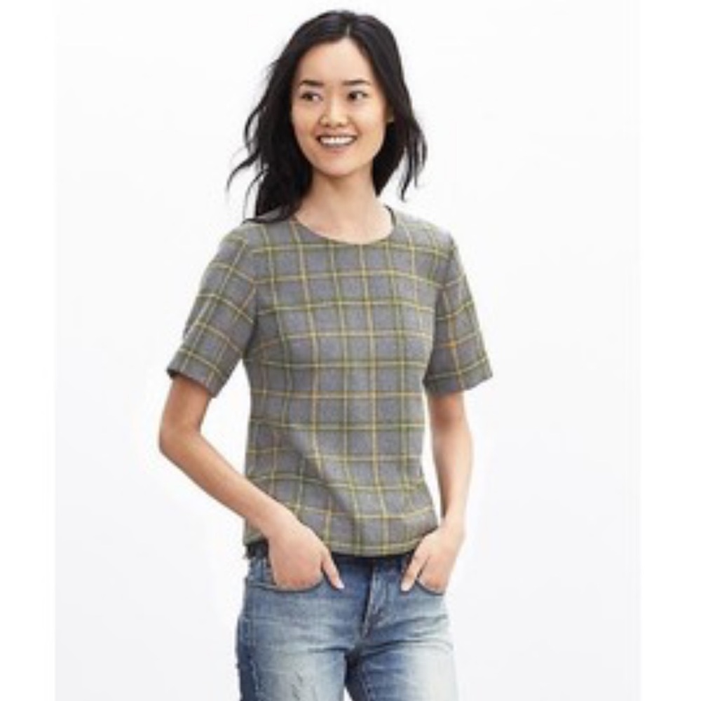 Banana Republic plaid wool top