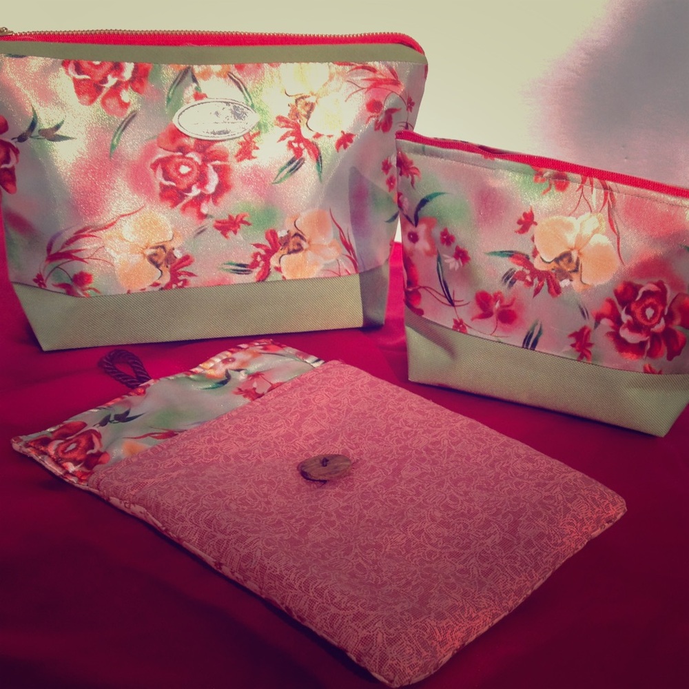 Handmade 3pc. Cosmetic bag, (2) Tablet/IPad cover