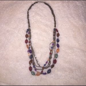 Long colorful jeweled necklace