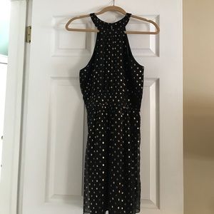 Shoshanna black dress with gold polka dress