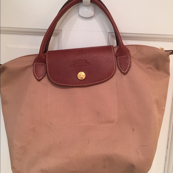 Longchamp Handbags - Longchamp Le Pliage tan small top handle bag