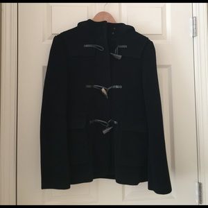 Burberry black wool hooded coat. Size 6R