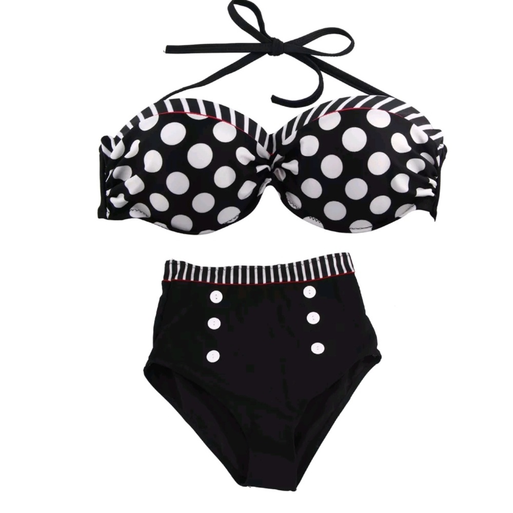 High Waist Pin-Up Style Swimsuit - Picture 6 of 8