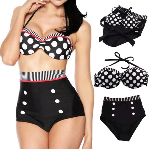 High Waist Pin-Up Style Swimsuit - Picture 5 of 8
