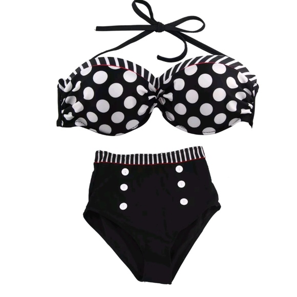 High Waist Pin-Up Style Swimsuit - Picture 6 of 8