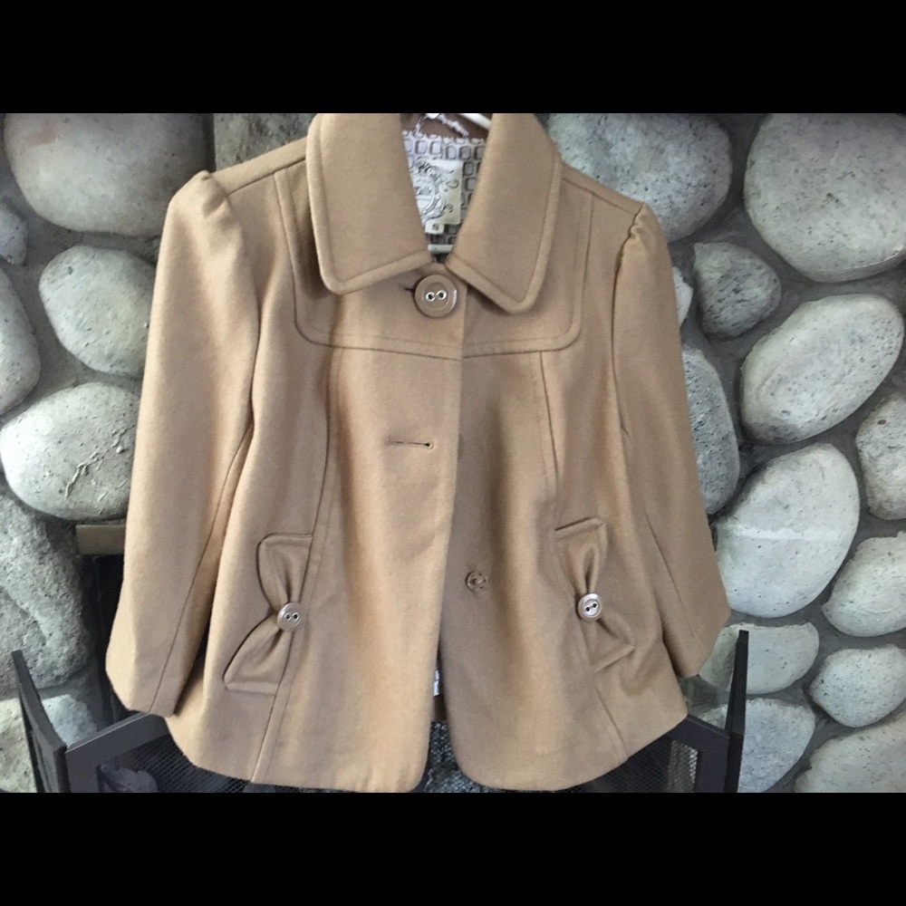 Wool Camel colored 3/4 sleeve  jacket