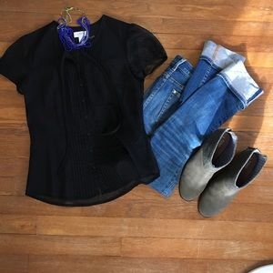 Sheer black button down top