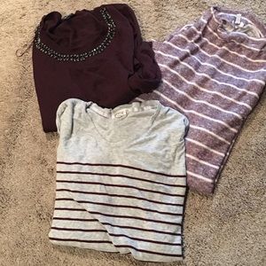 3 maroon tops