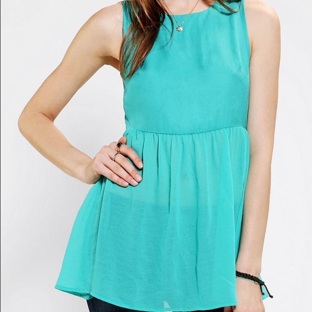 UO Pins and Needles Fabric Mix Babydoll Tank