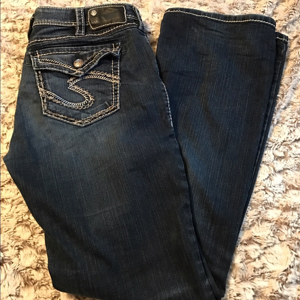 Silver Natsuki Flap Dark Wash Boot-cut Jeans