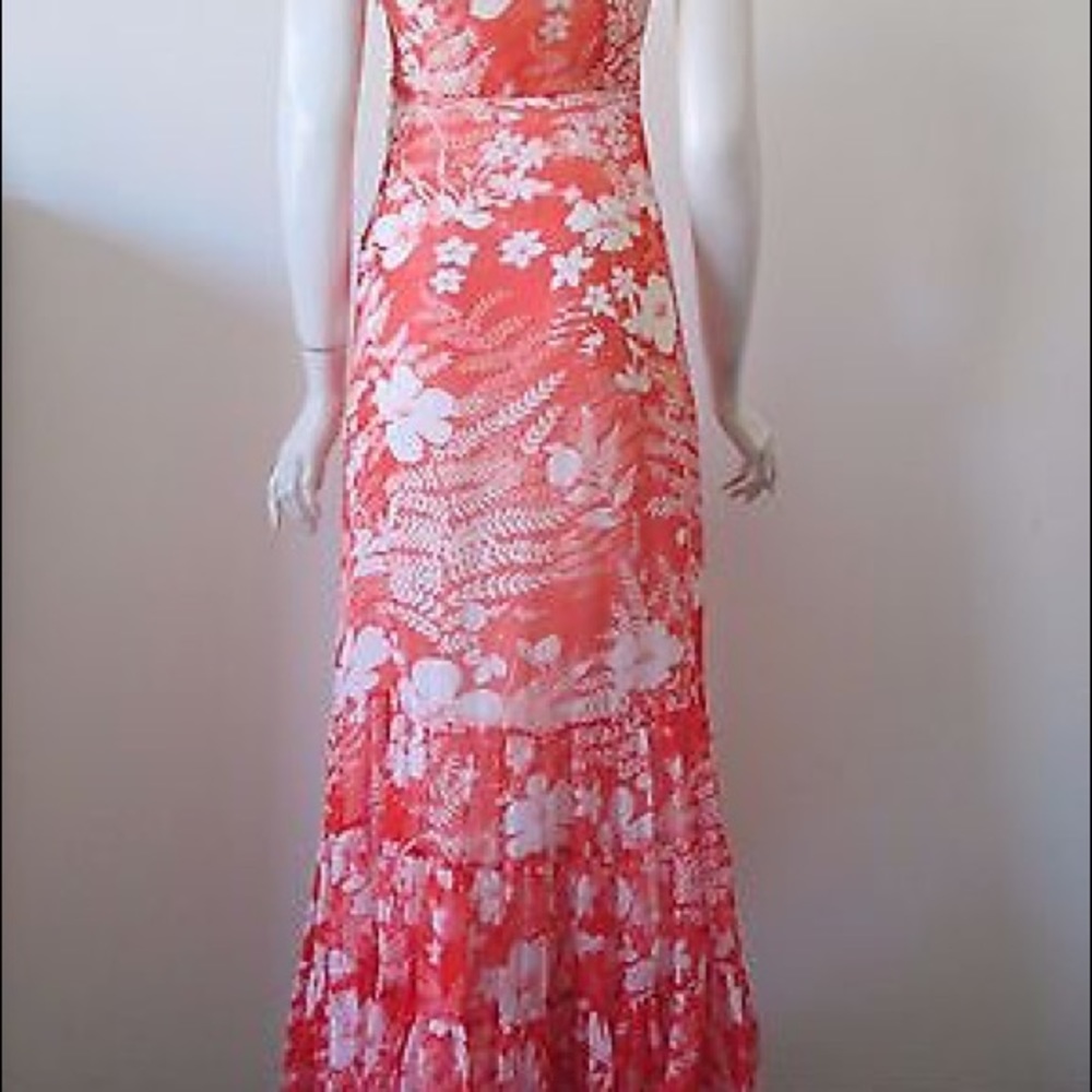 Gorgeous tangerine and white chiffon dress
