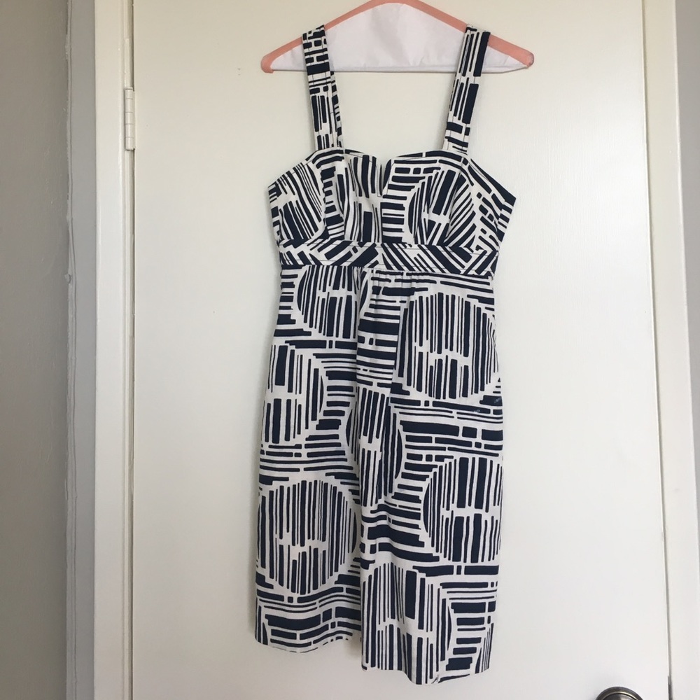 Trina Turk navy blue and white sundress