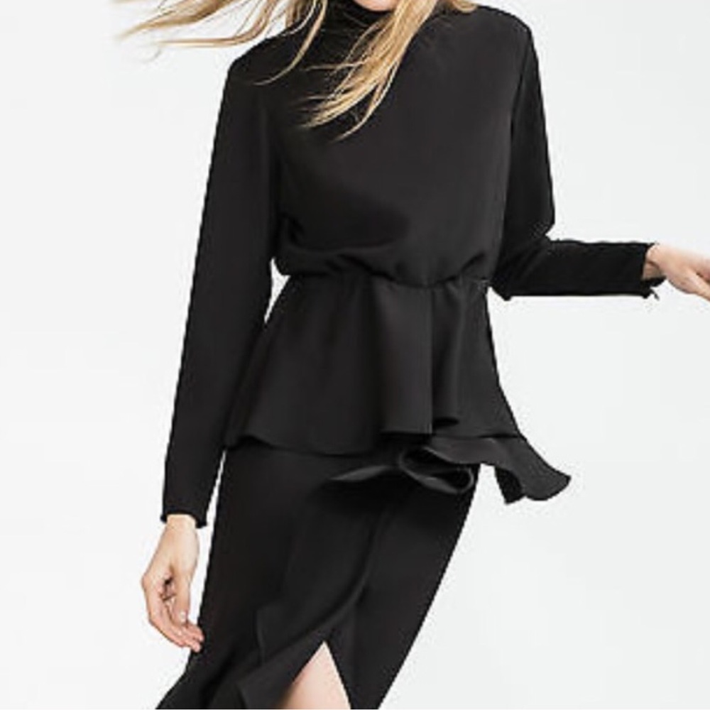 Zara peplum black blouse NWT