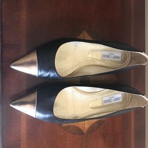 Jimmy Choo Black leather with gold toe