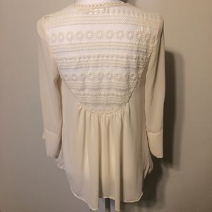 Lace-Back Ivory Chiffon Sheer Kimono